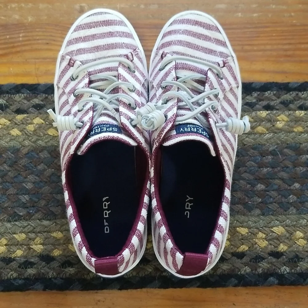 Women's Sperry Crest Vibe Canvas Sneaker red and white size 8.5 - Picture 6 of 7